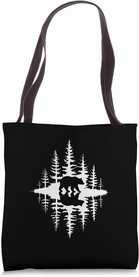 Bear Forest Reflection Nature Design Tote Bag