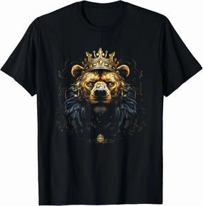 Bear Wearing Golden Crown - Bear Graphic T-Shirt