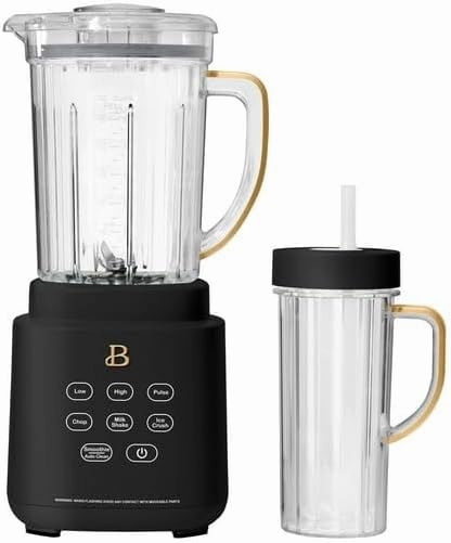 Beautiful PowerExact Blender System by Drew Barrymore, 700W, 50oz Pitcher, 20oz Cup, 3 Speeds, 4 Presets, (Black Sesame)