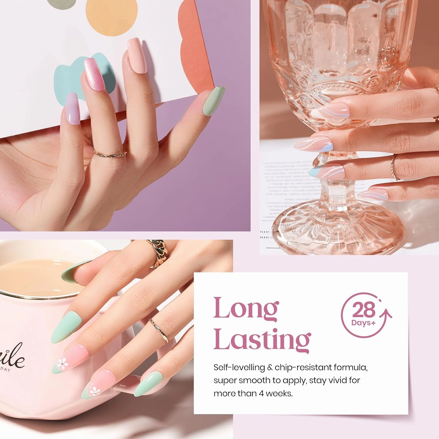 Beetles Pastel Gel Nail Polish Set, Summer 20 Colors Gel Nail Polish Kit Neutral Pink Blue White Green Pearl Gel with Base Coat Matte Glossy Top Coat Gel Soak off Uv Gift for Women