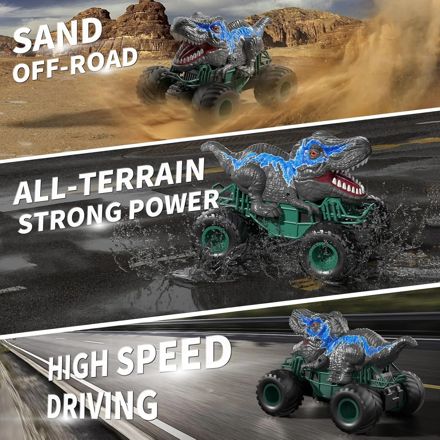 Bennol 2.4GHz Dinosaur Remote Control Car Toys for Kids Boys 4-7 5-7 8-12, RC Dinosaur Car Toys with Light, Sound, Spray, Indoor Outdoor Toys Gifts for 3 4 5 6 Year Old Boys, RC Car Toys for Boys