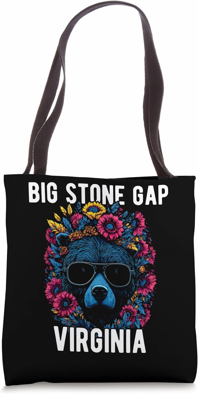Big Stone Gap Virginia USA Bear with Flowers Design Tote Bag