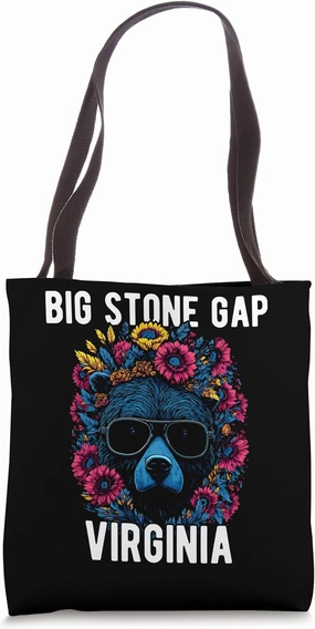 Big Stone Gap Virginia USA Bear with Flowers Design Tote Bag