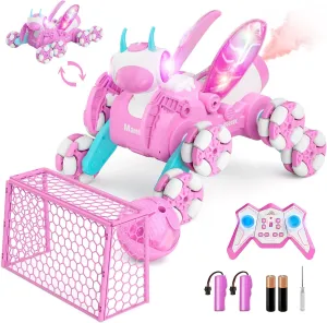Bionic Mantis Remote Control Car, 360° Rotation RC Cars, 8WD RC Drift Car Toys for Ages 8-13 with Ball/Goal, Pink Girl Toys for 4 5 6 7 8 9 10 11 Year Old Girl Birthday Gifts Ideas