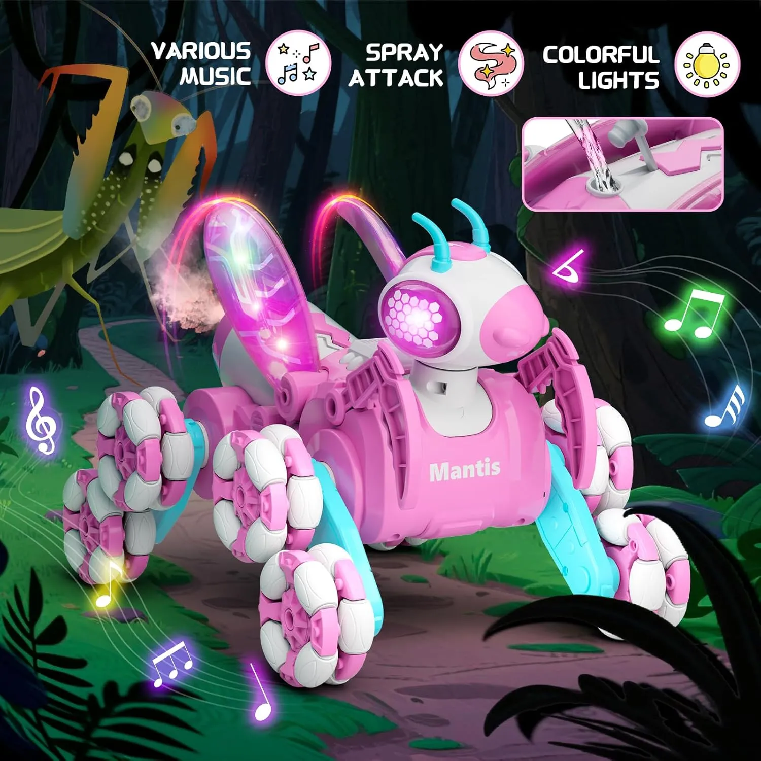 Bionic Mantis Remote Control Car, 360° Rotation RC Cars, 8WD RC Drift Car Toys for Ages 8-13 with Ball/Goal, Pink Girl Toys for 4 5 6 7 8 9 10 11 Year Old Girl Birthday Gifts Ideas