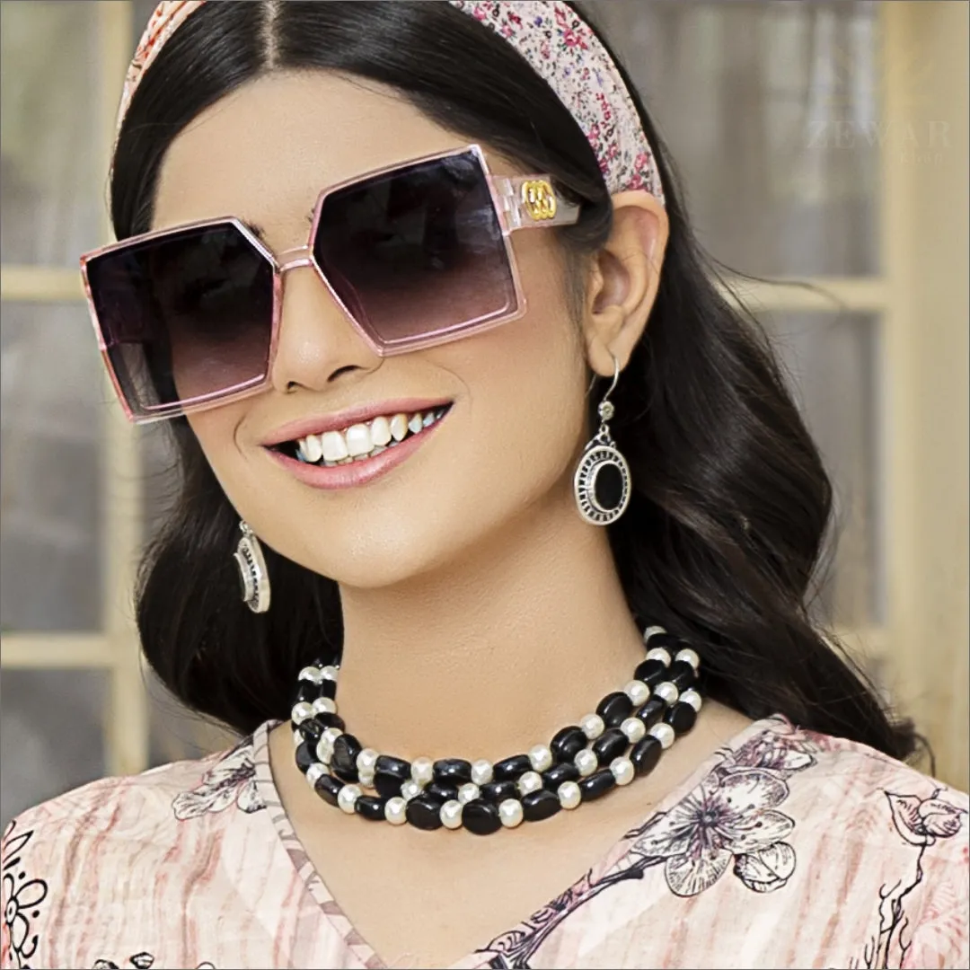 Black Beads X Pearl Choker (Ch-150)