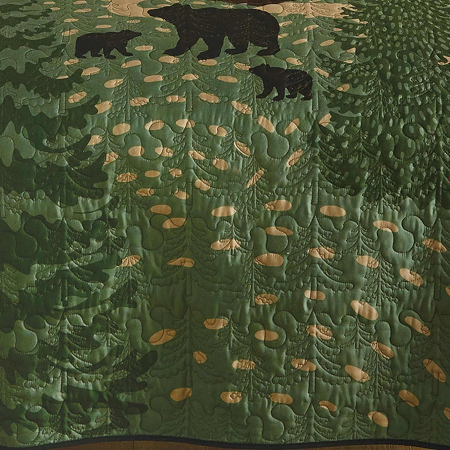 Black Forest Décor Wilderness Retreat Quilt Bed Set - Queen, Forest Cabin Bear Quilt Bedding - 90" x 90"