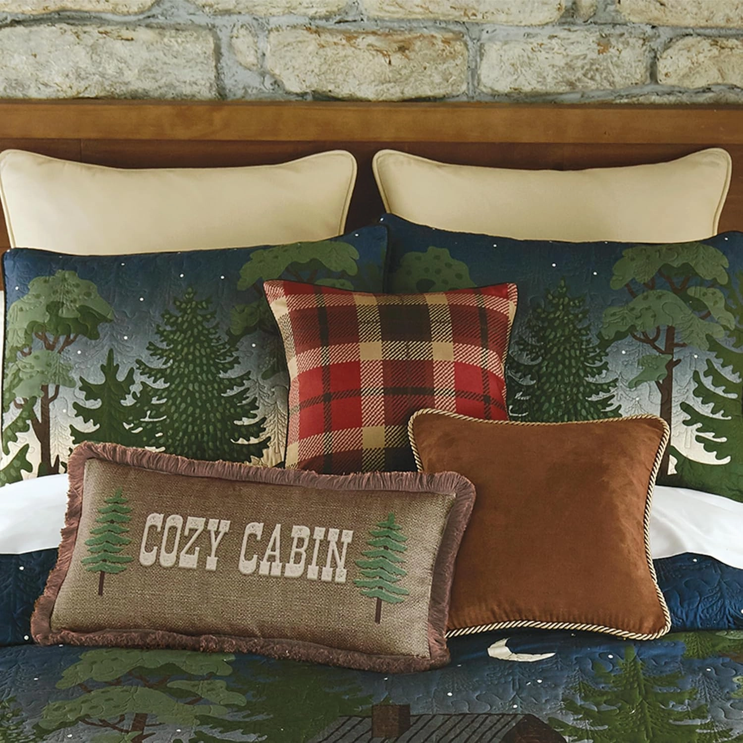 Black Forest Décor Wilderness Retreat Quilt Bed Set - Queen, Forest Cabin Bear Quilt Bedding - 90" x 90"