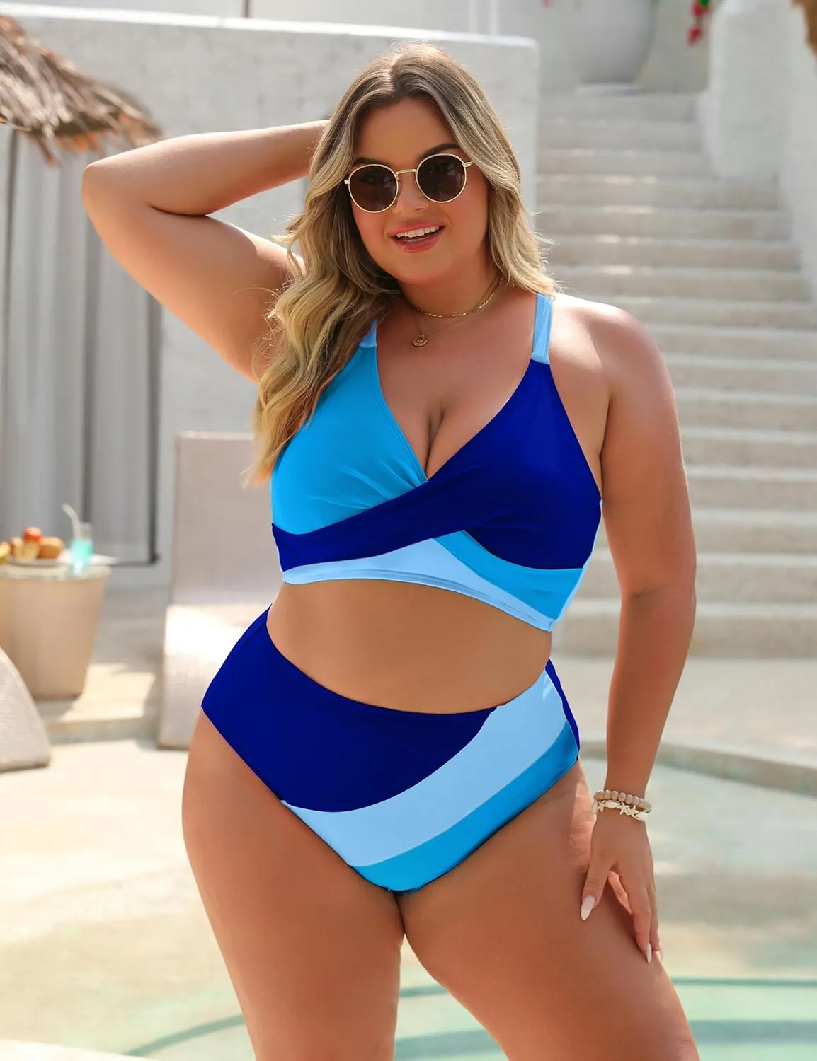 Blooming Jelly Womens High Wasited Bikini Sets Tummy Control Swimsuits Curvy Mesh Swim Skirt