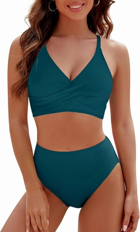 Blooming Jelly Womens High Wasited Bikini Sets Tummy Control Swimsuits Curvy Mesh Swim Skirt