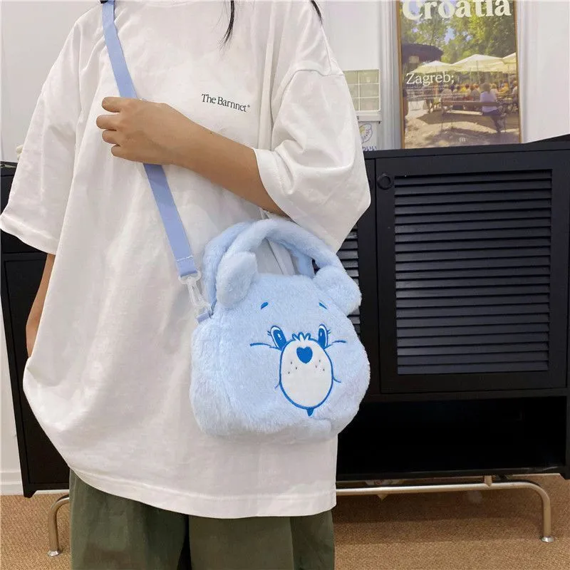 Blue Plush Bear Crossbody Bag BackPack