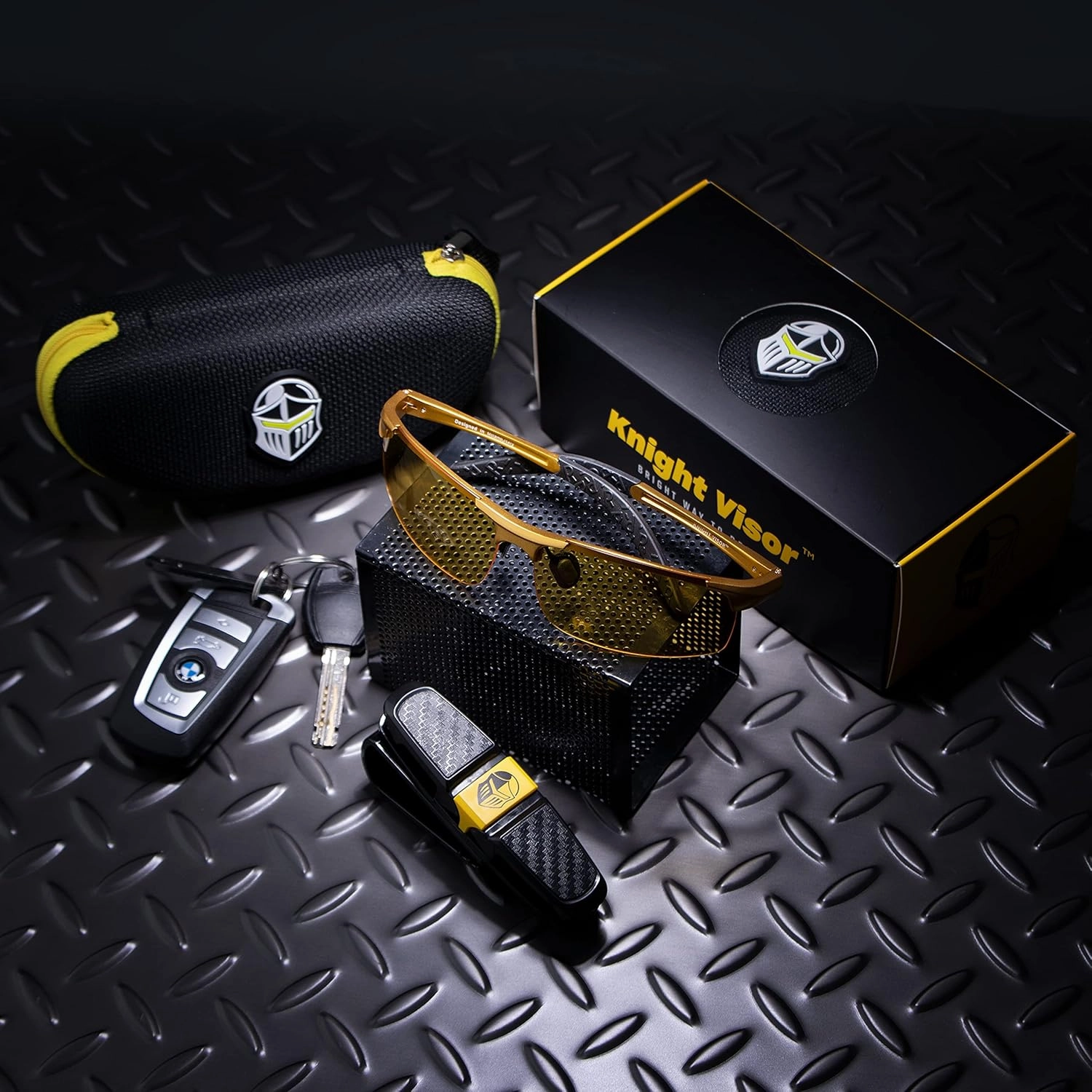 BLUPOND Night Driving Glasses For Men/Women - HD Yellow Vision for Maximum Clarity - Knight Visor