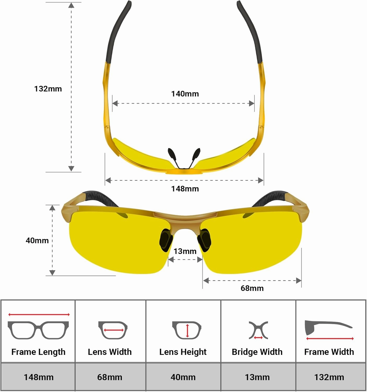 BLUPOND Night Driving Glasses For Men/Women - HD Yellow Vision for Maximum Clarity - Knight Visor