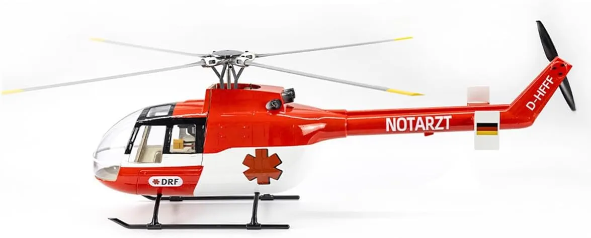 BO105 470-Class RC Helicopter Model, 6CH 3D Stunt Plane with H1 Flight Controller, GPS Positioning and Adjustable Left/Right-Hand Control (RTF Version)