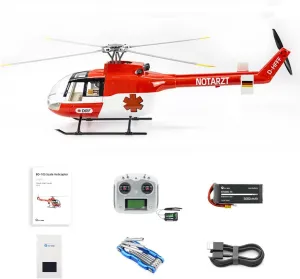 BO105 470-Class RC Helicopter Model, 6CH 3D Stunt Plane with H1 Flight Controller, GPS Positioning and Adjustable Left/Right-Hand Control (RTF Version)
