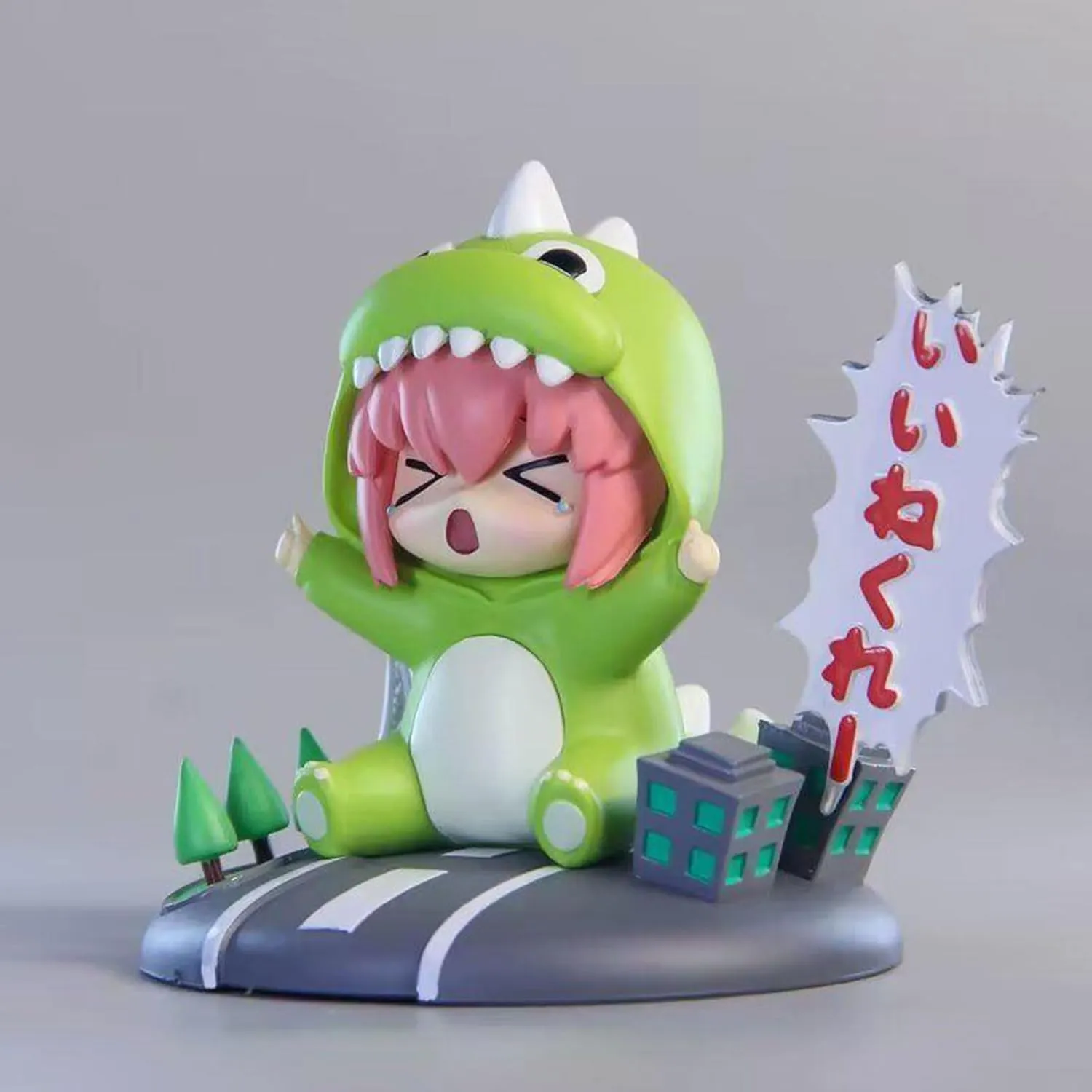 Bocchi The Rock Gotou Hitori Figure Anime Monster Costume Mini Q Version Action Figurine Creative Gift Toy Ornaments Exquisite 4 Inch (Green)