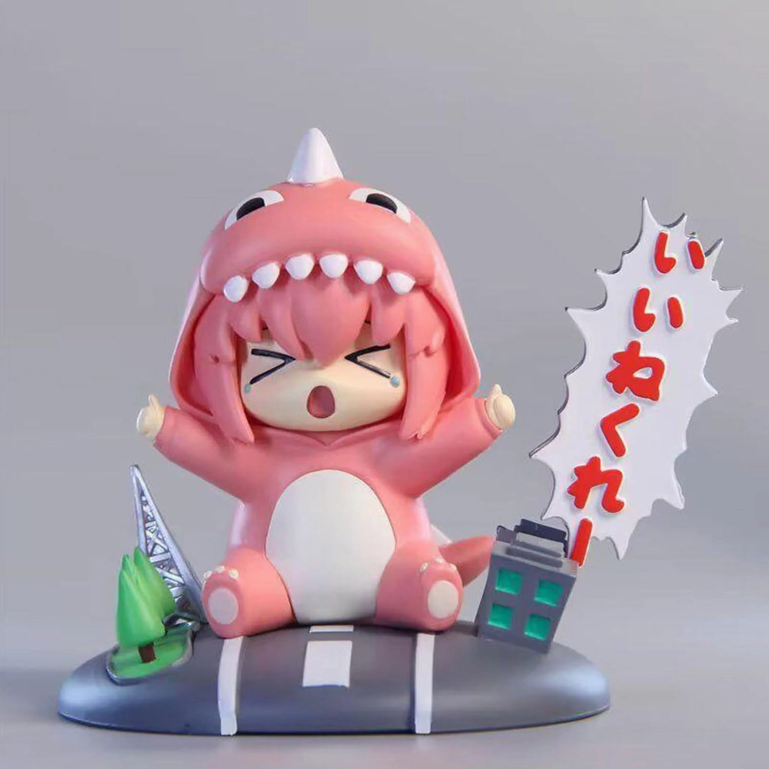 Bocchi The Rock Gotou Hitori Figure Anime Monster Costume Mini Q Version Action Figurine Creative Gift Toy Ornaments Exquisite 4 Inch (Pink)