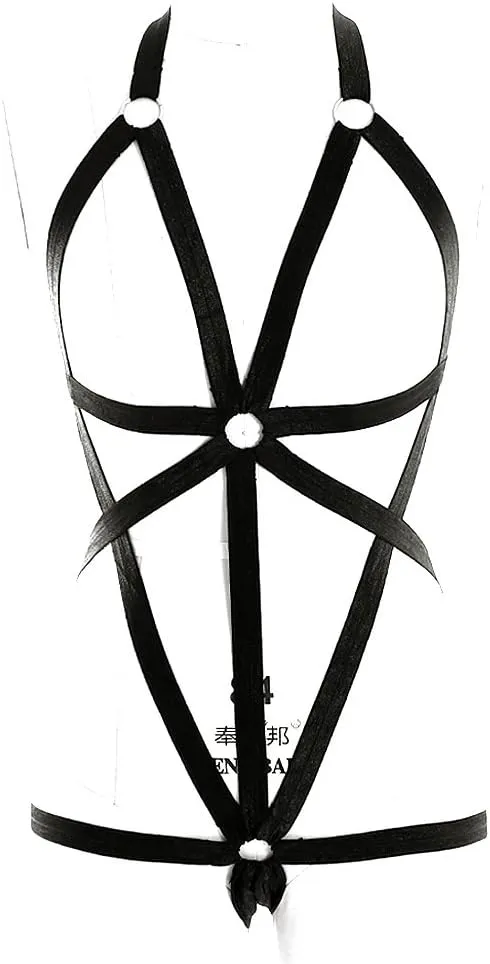 Body Harness Full for Women Garter Belts Set Strappy Adjust Gothic Punk Art Wear Elastic