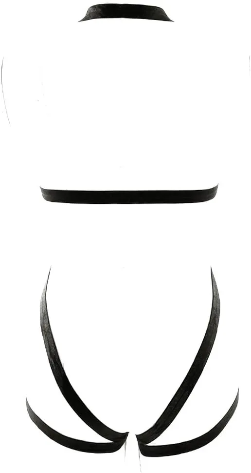 Body Harness Full for Women Garter Belts Set Strappy Adjust Gothic Punk Art Wear Elastic