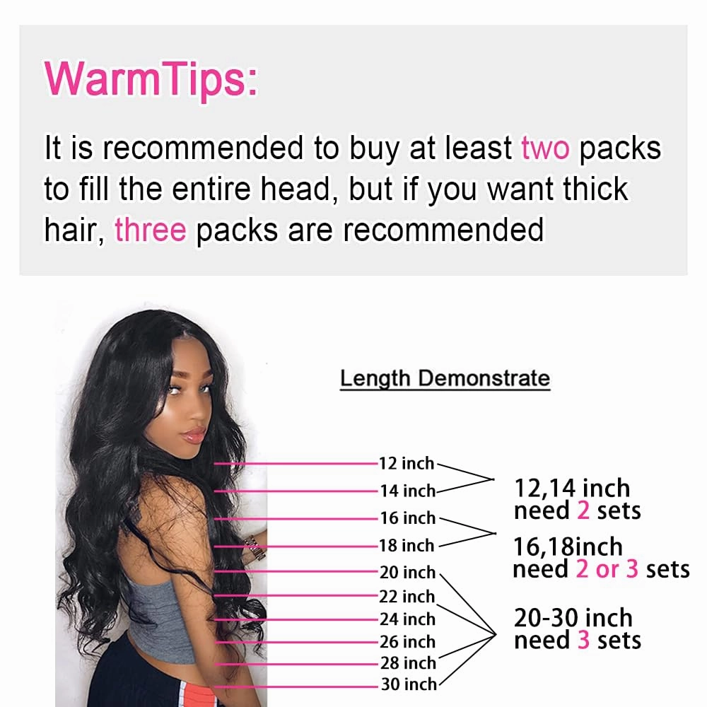 Body Wave Brazilian Clip in Hair Extensions Human Hair 8Pcs Remy Hair Extensions Clip ins for Black Women with 18Clips 120g (20inch, Natural Black)