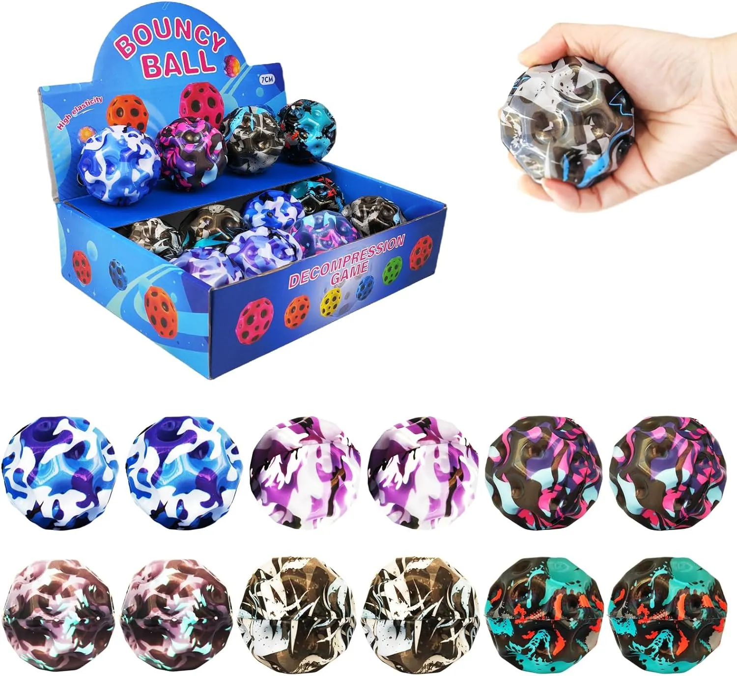 Bouncy Ball, Colorful Big Super Bouncy Astro Balls, Extreme High Bouncing Balls for Kids,Fun Kids Lightweight Foam Jump Balls for Outside, Improve Hand Eye Coordination Ability (12 Pack)