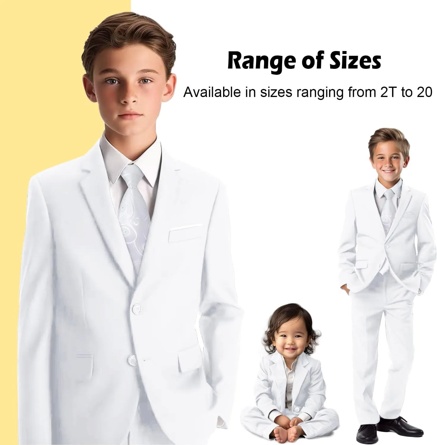 Boys’ Formal Suit 5 Piece Set, Toddler Tuxedos for Wedding, Suits for Teens Boy Dress School Clothes