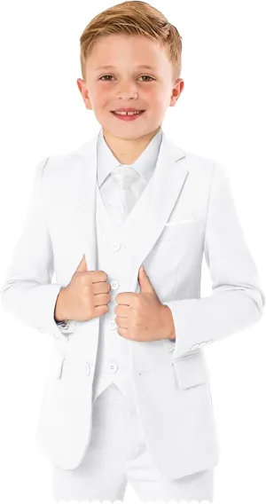 Boys’ Formal Suit 5 Piece Set, Toddler Tuxedos for Wedding, Suits for Teens Boy Dress School Clothes