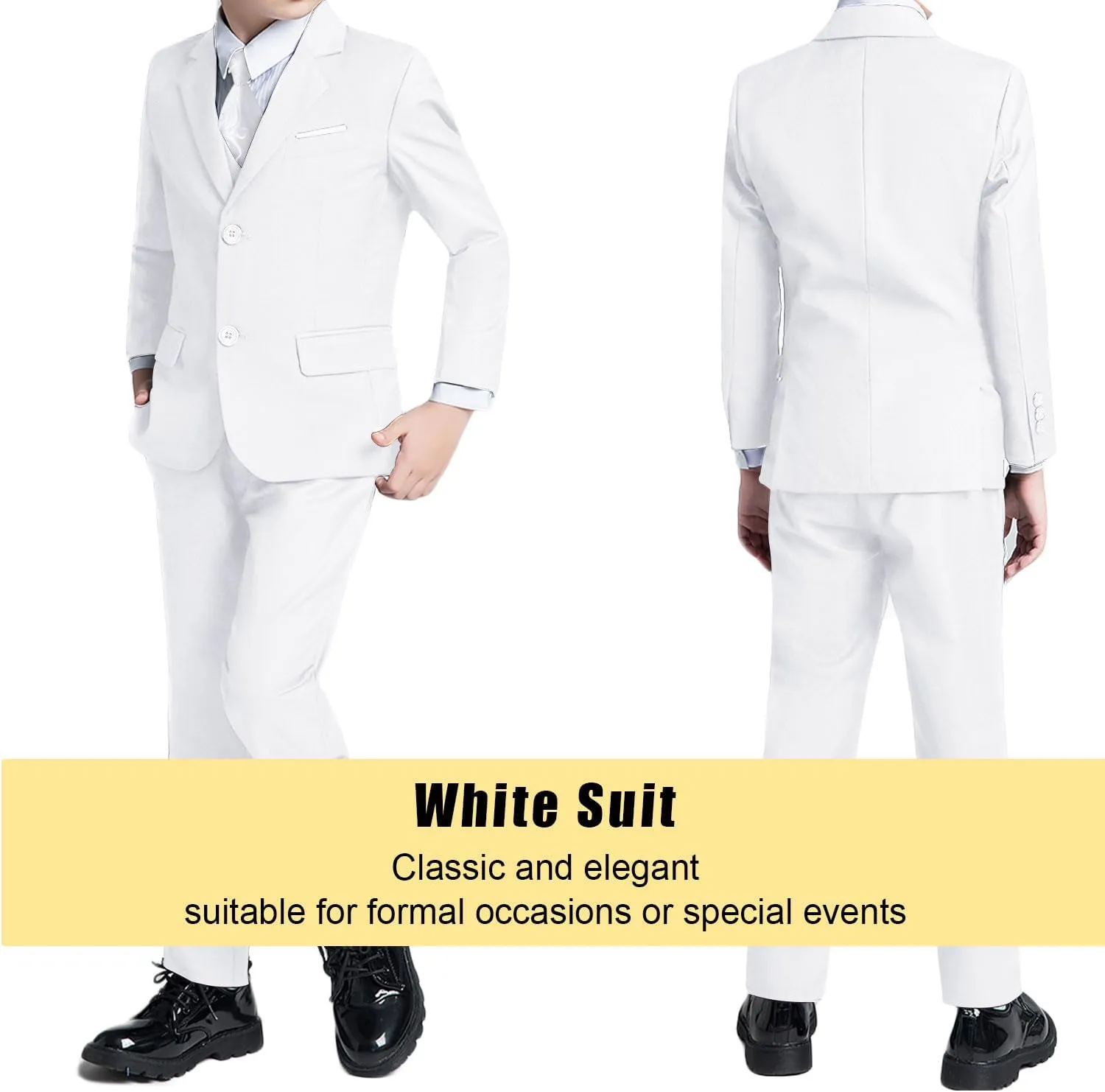 Boys’ Formal Suit 5 Piece Set, Toddler Tuxedos for Wedding, Suits for Teens Boy Dress School Clothes