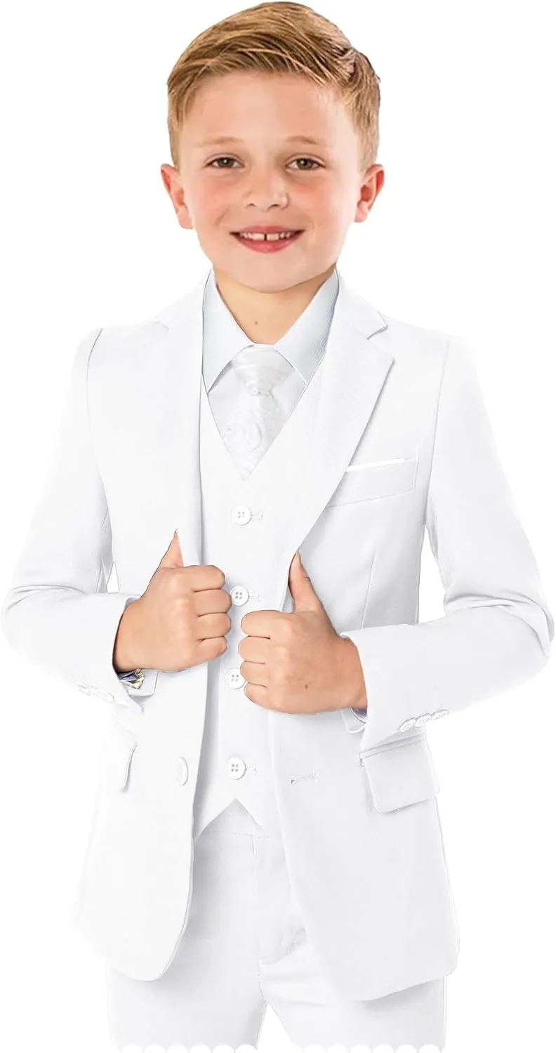 Boys’ Formal Suit 5 Piece Set, Toddler Tuxedos for Wedding, Suits for Teens Boy Dress School Clothes