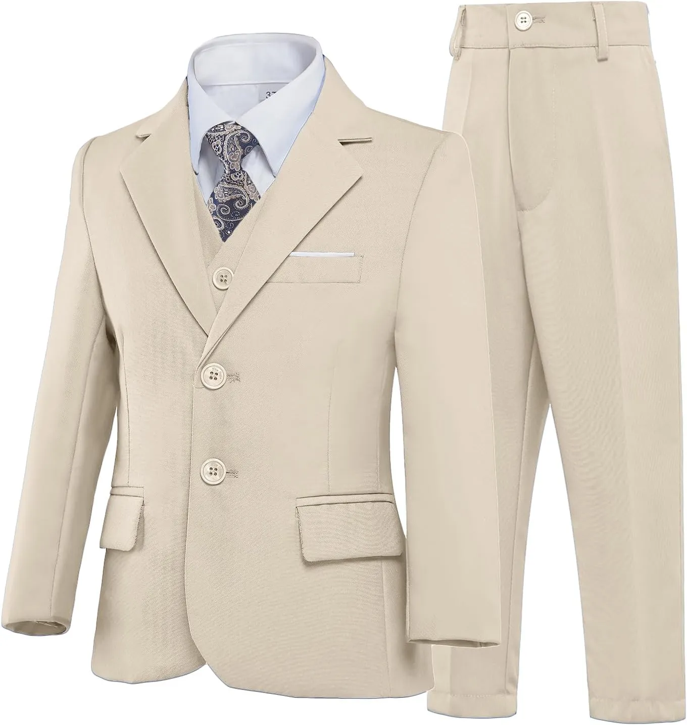 Boys’ Formal Suit 5 Piece Set, Toddler Tuxedos for Wedding, Suits for Teens Boy Dress School Clothes