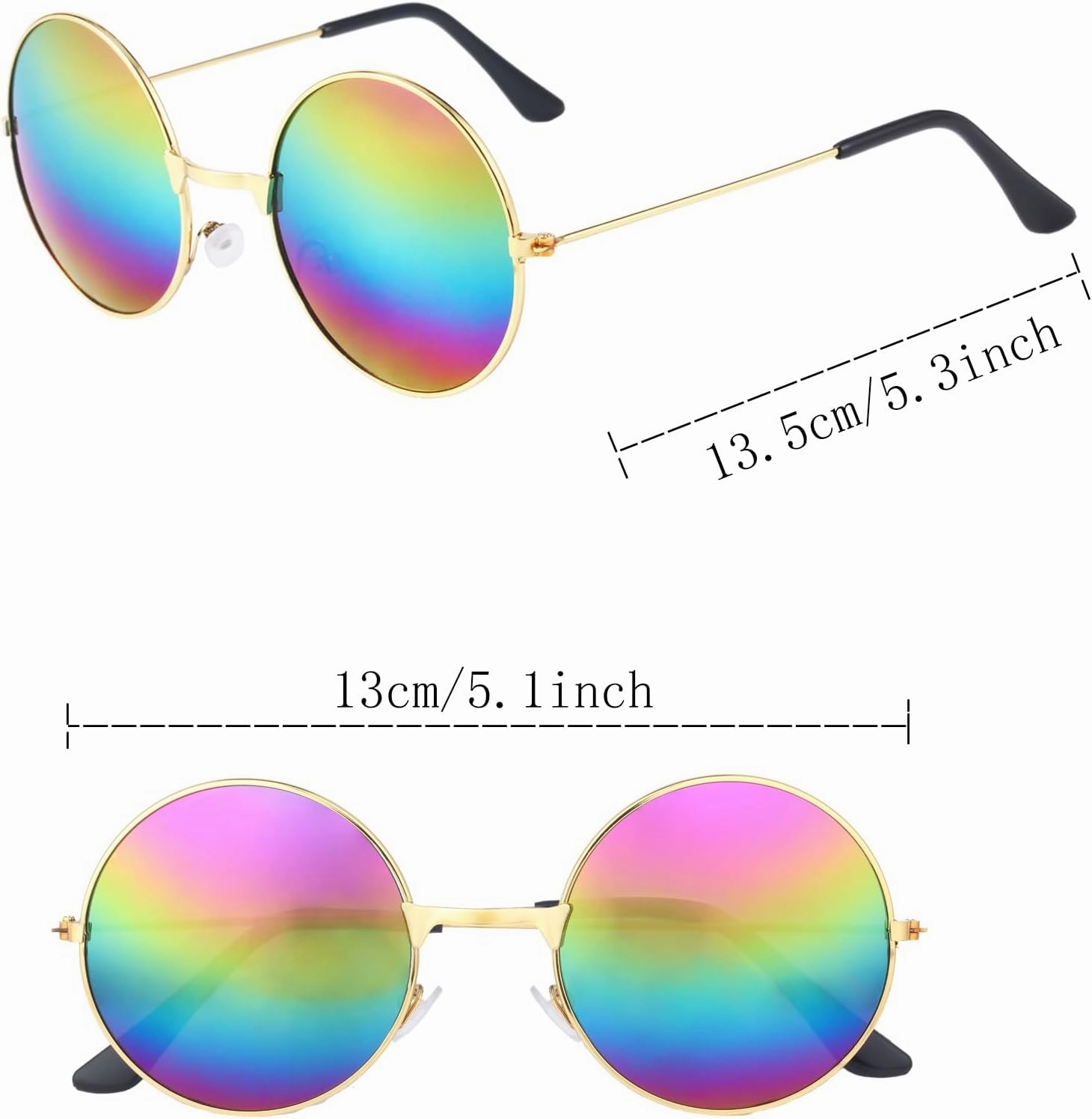 Boys 4 Pcs Hippie Costume Accessories Set 60s 70s Colorful Kids Fun Tie Dye T-Shirt for Theme Party
