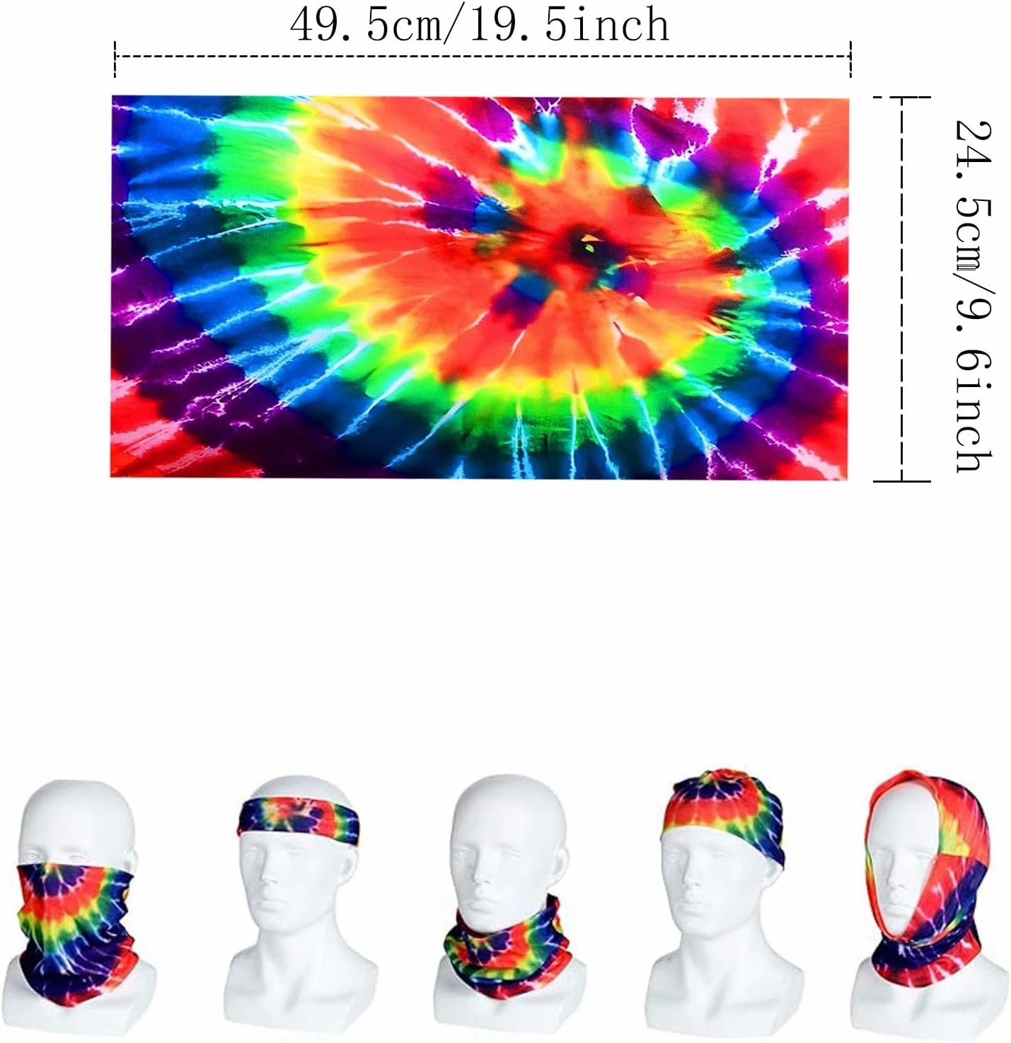 Boys 4 Pcs Hippie Costume Accessories Set 60s 70s Colorful Kids Fun Tie Dye T-Shirt for Theme Party
