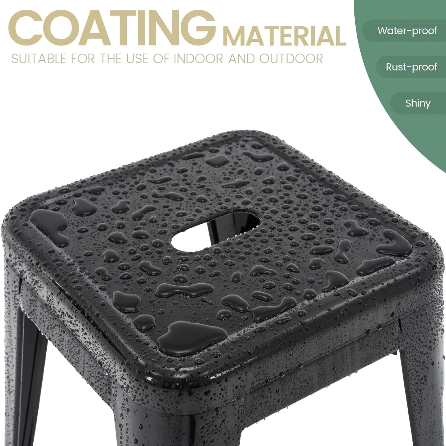 Brage Living 18 Inch Industrial Metal Stools Set of 4, Stackable Classroom & Dining Chairs for Indoor Outdoor, Kitchen Short Stools (Black)