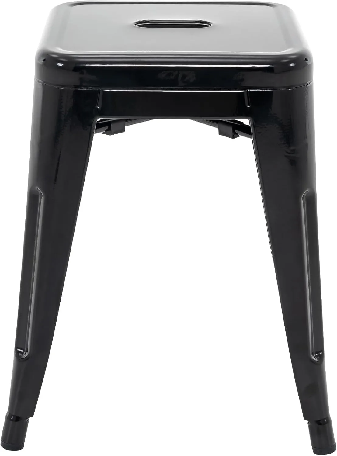 Brage Living 18 Inch Industrial Metal Stools Set of 4, Stackable Classroom & Dining Chairs for Indoor Outdoor, Kitchen Short Stools (Black)