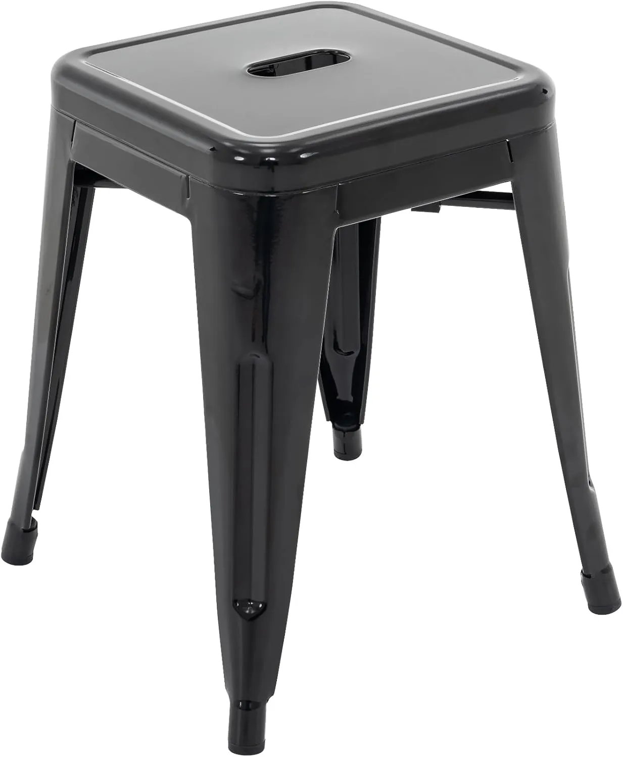 Brage Living 18 Inch Industrial Metal Stools Set of 4, Stackable Classroom & Dining Chairs for Indoor Outdoor, Kitchen Short Stools (Black)