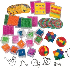 Brain Teaser Games Assortment Kit - Bulk 50 Piece Set - Goodie Bags, Party Favor, Handouts, Easter and Stocking Stuffers for Girls and Boys 8-12