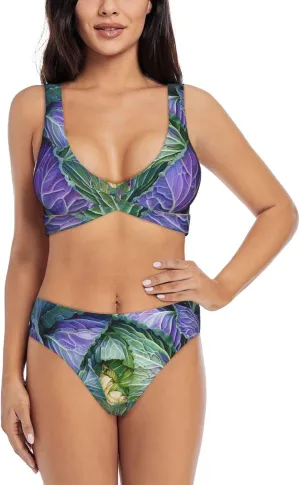 Bright Cabbage Printed Bikini Set for Women Cute Two Piece Swimsuit Sets,