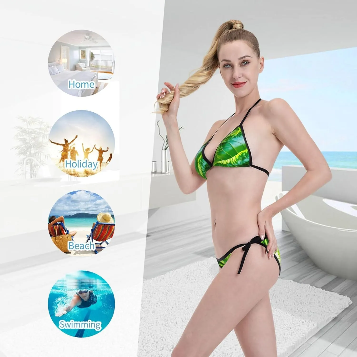 Bright Cabbage Womens Swimsuits Bikini Sets for Beach Vacations Bathing Suits Swim