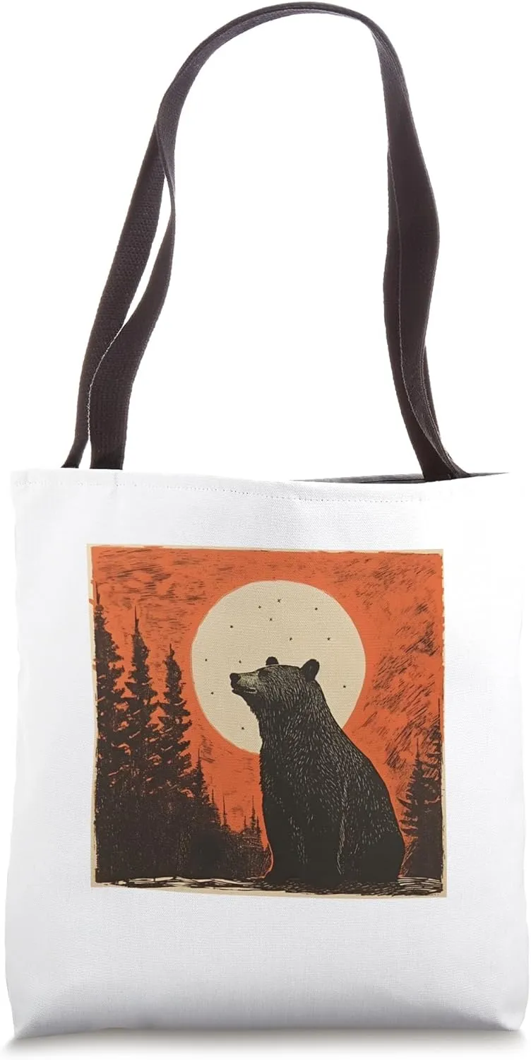 Brown Bear Wilderness Animal Vintage Retro Bear Tote Bag