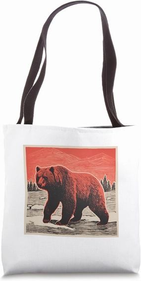 Brown Bear Wilderness Animal Vintage Retro Bear Tote Bag