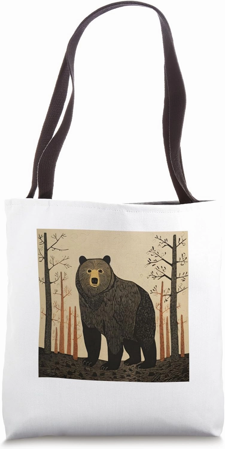Brown Bear Wilderness Animal Vintage Retro Bear Tote Bag