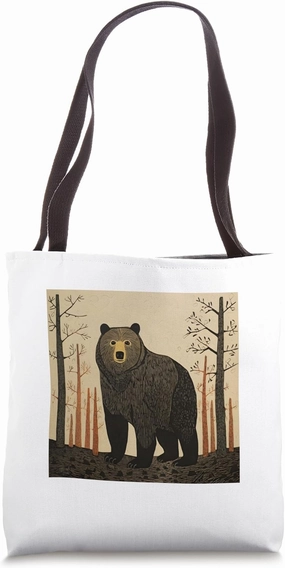 Brown Bear Wilderness Animal Vintage Retro Bear Tote Bag