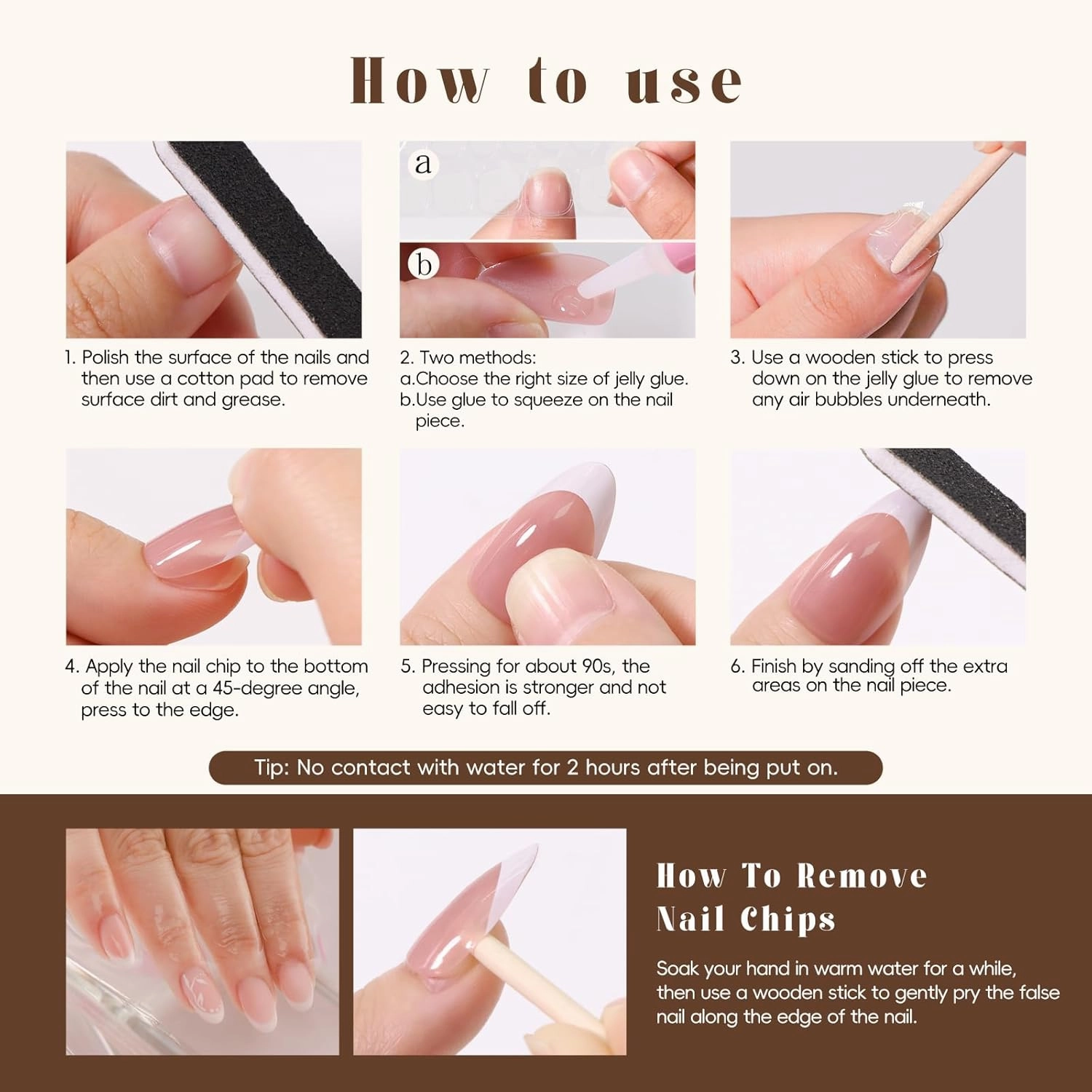 Brown Cat Eye Press on Nails Short Square Set, 150pcs 15 Sizes Jelly Glass Nude Neutral Beige Khaki Roasted Chestnuts Chocolate Winter Nails with Mirror Metallic Silver Nail Stickers
