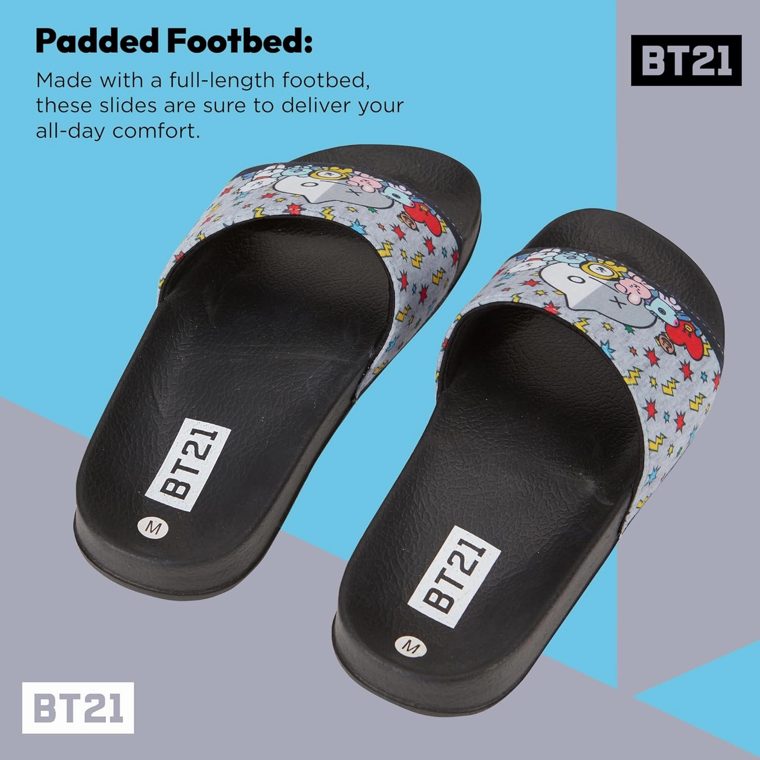 BT21 Line Friends Ladies Slides - Officially Licensed Slides - Tata, Van, Chimmy, Cooky, Shooky and RJ