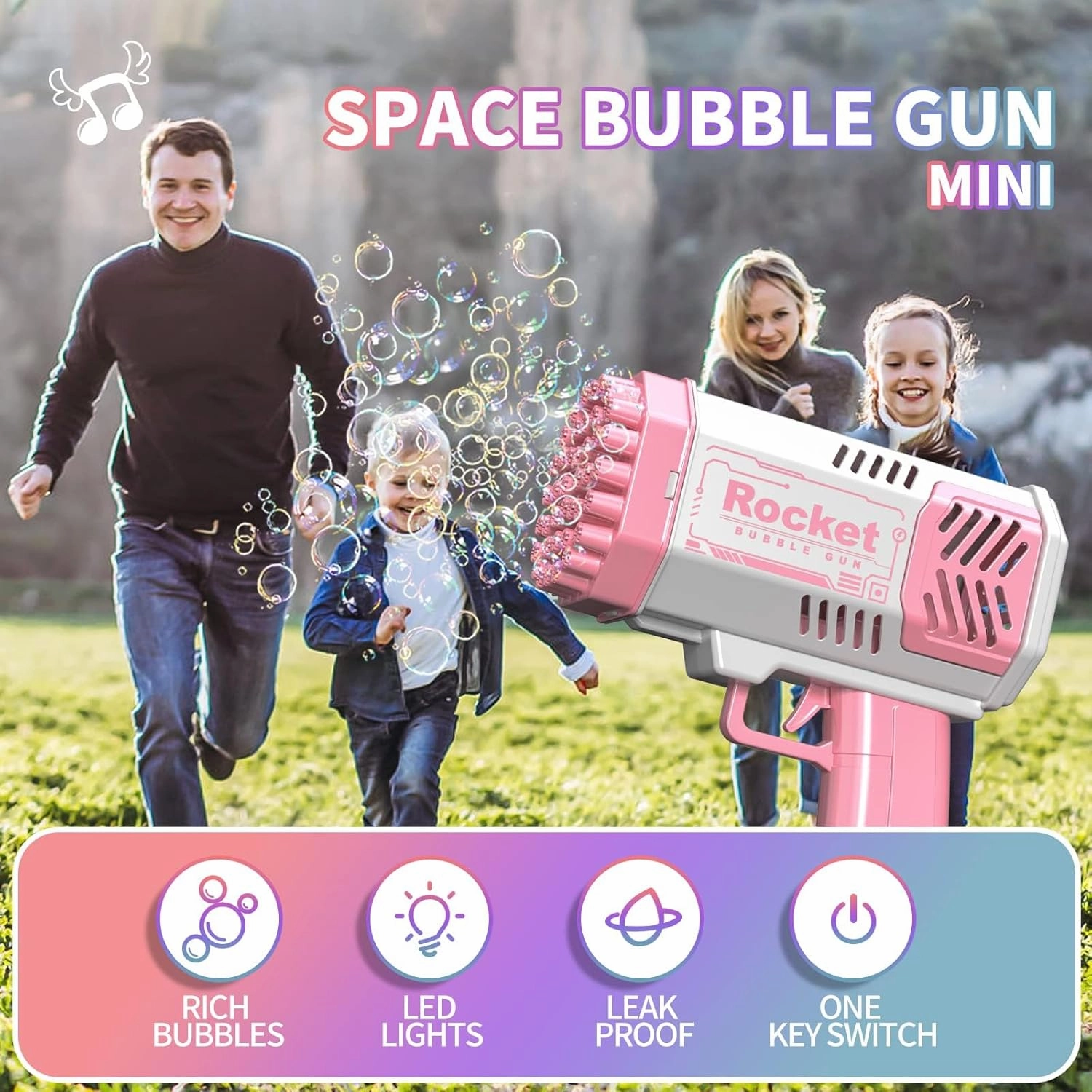 Bubble Gun for Kids, 2 Pack Bubble Machine for Kids with Bubble Solution, Toys for 3-8 Year Old Boys Girls, Gifts for 3 5 6 7 Year Old Boys and Girls