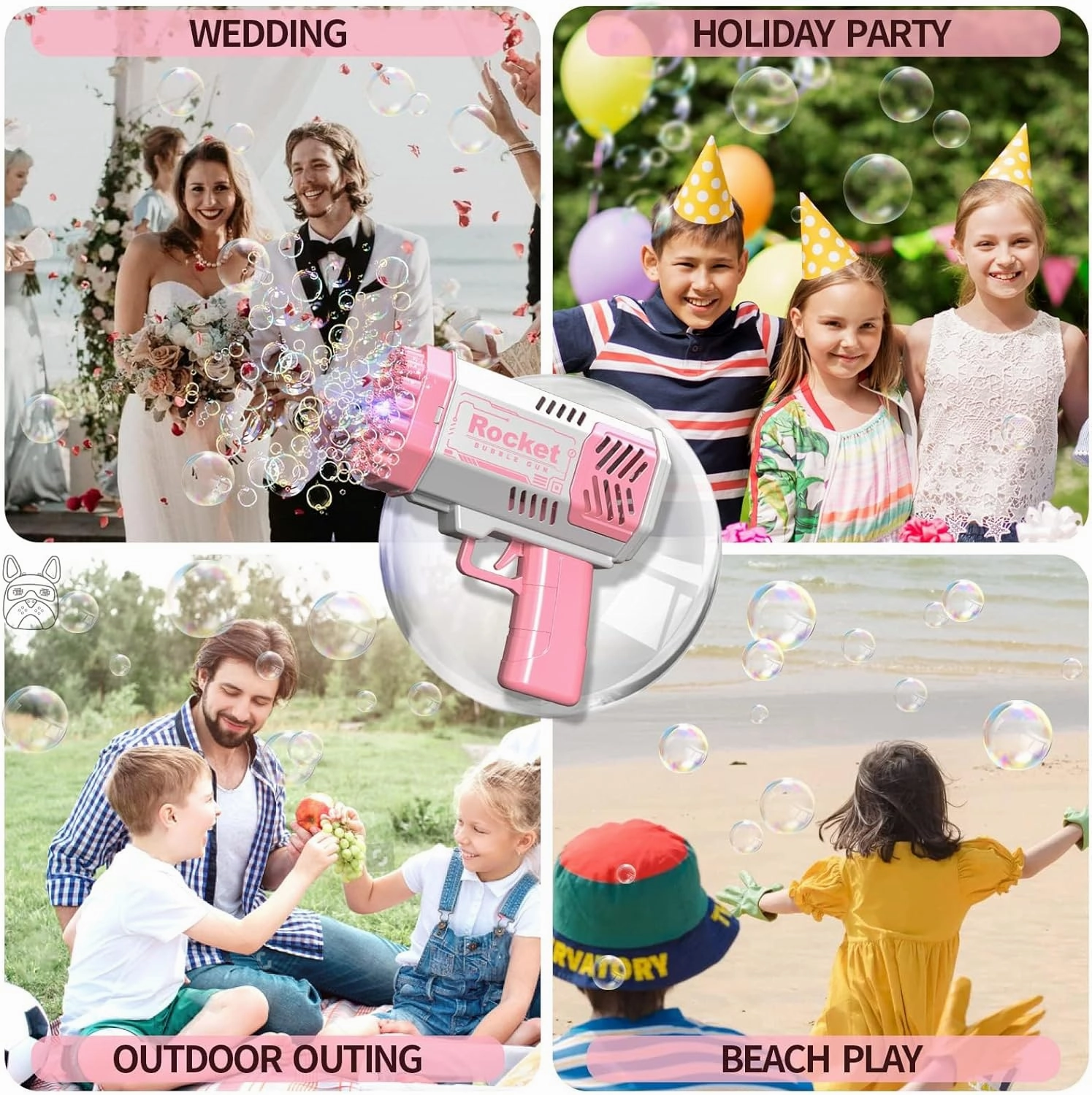 Bubble Gun for Kids, 2 Pack Bubble Machine for Kids with Bubble Solution, Toys for 3-8 Year Old Boys Girls, Gifts for 3 5 6 7 Year Old Boys and Girls