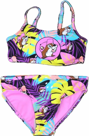 Buc-ee's 2025 Pink Tropical Swim Sets 2 Piece Girls Youth Swimsuit Quick Dry Top Bottom Bikini Pool Beach Vacation Beaver
