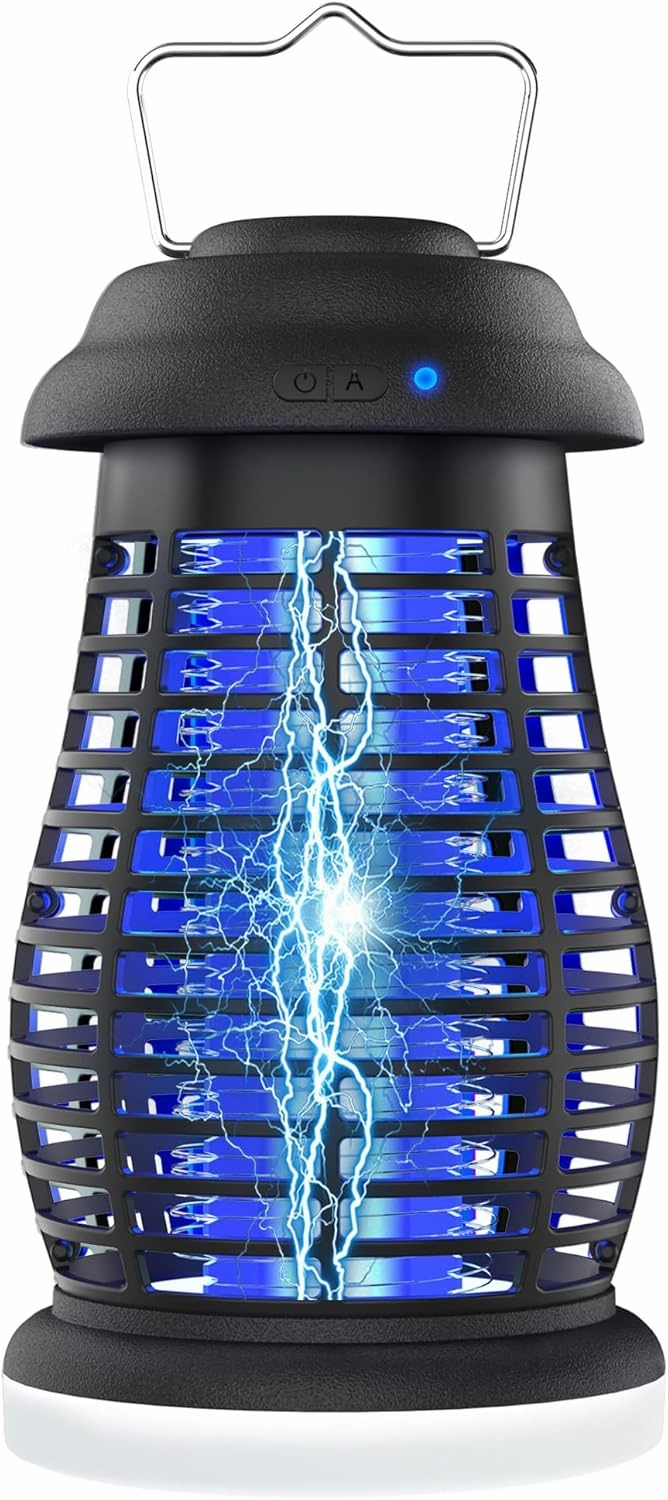Bug Zapper Outdoor & Indoor Cordless Mosquito Zappers with Rechargeable 4800mAh Battery & Camping Light Electric Fly Trap for Patio, Kitchen, Backyard and Garden Portable Gnat Killer