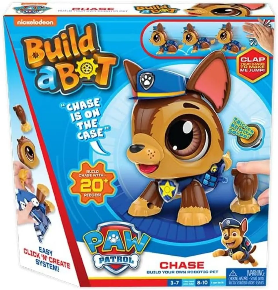 Build-a-Bot: Paw Patrol - Chase | Build Your Own Interactive Paw Patrol Characters | Easy Click 'n' Create System | 20  Piece STEM Robot Kit for Kids | for Ages 3 
