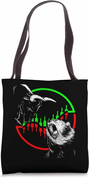 Bull Vs Bear Stock Market Vintage Tote Bag